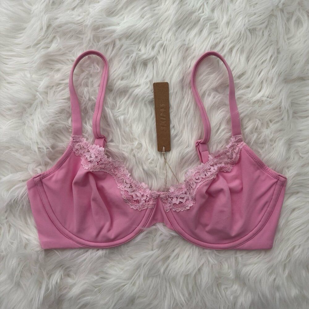 Skims Fits Everybody Lace Underwire Bra Bubblegum Tonal Size 34DD